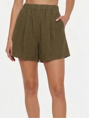 Ardene Olive Green High-Waisted Shorts | Pleated Relaxed Fit | Women’s Size‎ XS